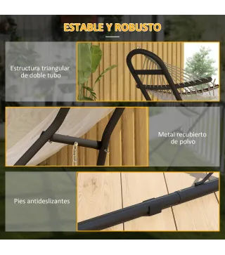Soporte para Hamaca Largo 278 cm Cadena Ajustable con Estructura de Acero para Hamacas de 2,75-4 m Carga 150 kg Negro
