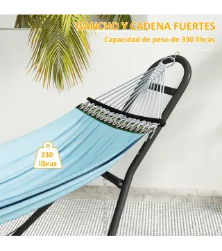 Soporte para Hamaca Largo 278 cm Cadena Ajustable con Estructura de Acero para Hamacas de 2,75-4 m Carga 150 kg Negro