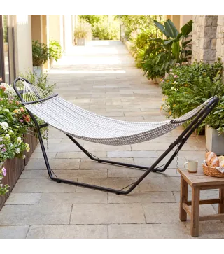 Soporte para Hamaca Largo 278 cm Cadena Ajustable con Estructura de Acero para Hamacas de 2,75-4 m Carga 150 kg Negro