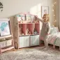 Estantería Infantil para Juguetes con Cajones de Tela Estantes Abiertos Diseño de Zorros Organizador de Juguetes Rosa