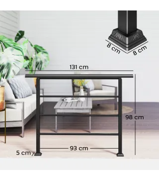 Barandilla de Escalera 131 cm Pasamanos para Escalera con Kit de Instalación Ángulo Ajustable para 1-4 Escalones Negro