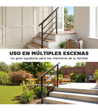 Barandilla de Escalera 131 cm Pasamanos para Escalera con Kit de Instalación Ángulo Ajustable para 1-4 Escalones Negro