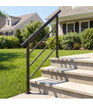 Barandilla de Escalera 131 cm Pasamanos para Escalera con Kit de Instalación Ángulo Ajustable para 1-4 Escalones Negro