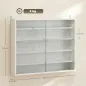 Vitrina de Pared de Madera con Estantes Ajustables y 2 Puertas Correderas de Cristal 80x9,5x60 cm Blanco