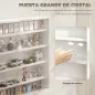 Vitrina de Pared de Madera con Estantes Ajustables y 2 Puertas Correderas de Cristal 80x9,5x60 cm Blanco
