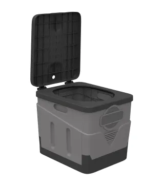 Inodoro Portátil WC Portátil de PP con 12 Paquetes de Agente Solidificante y 12 Bolsas Carga 100kg Exterior Gris Oscuro