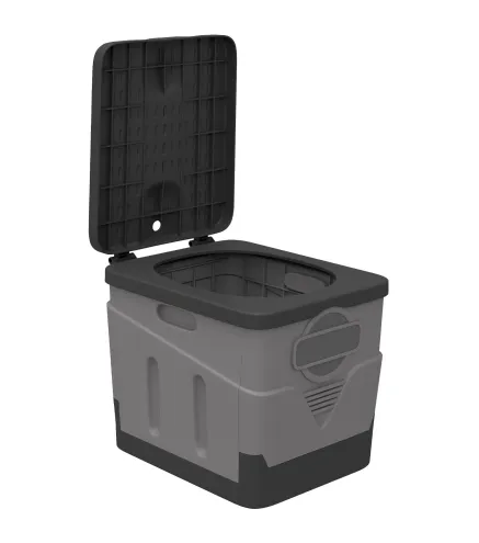 Inodoro Portátil WC Portátil de PP con 12 Paquetes de Agente Solidificante y 12 Bolsas Carga 100kg Exterior Gris Oscuro