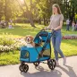 Carrito para Perros Plegable con 3 Ruedas Ventanas de Malla Cojín Lavable Todo Terreno Carga 20 kg 92x63x95 cm Azul