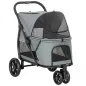 Carrito para Perros Plegable con 3 Ruedas Ventanas de Malla Cojín Lavable Todo Terreno Carga 20 kg 92x63x95 cm Gris