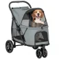 Carrito para Perros Plegable con 3 Ruedas Ventanas de Malla Cojín Lavable Todo Terreno Carga 20 kg 92x63x95 cm Gris