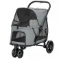 Carrito para Perros Plegable con 3 Ruedas Ventanas de Malla Cojín Lavable Todo Terreno Carga 20 kg 92x63x95 cm Gris