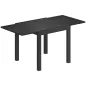 Mesa de Comedor Exterior Extensible 80/160 cm para 4-6 Personas de Aluminio con Tapa de Listones Efecto Madera Negro