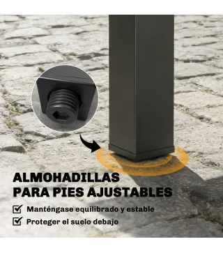 Mesa de Comedor Exterior Extensible 80/160 cm para 4-6 Personas de Aluminio con Tapa de Listones Efecto Madera Negro