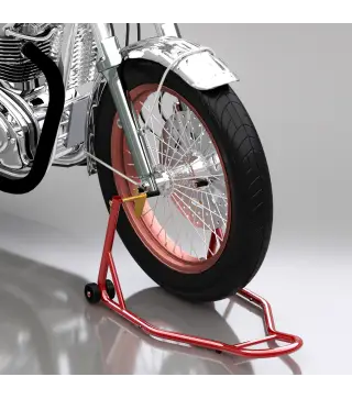 Caballete Elevador Universal tipo Soporte Delantero de Moto Portátil y Móvil de Acero con Ruedas para Reparar y Aparcar Color Ro