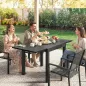 Mesa de Comedor Exterior Extensible 80/160 cm para 4-6 Personas de Aluminio con Tapa de Listones Efecto Madera Negro