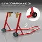 Caballete Elevador Universal tipo Soporte Delantero de Moto Portátil y Móvil de Acero con Ruedas para Reparar y Aparcar Color Ro