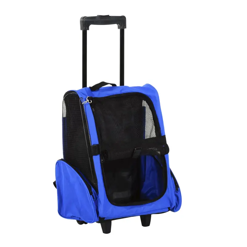 Transportín 2 en 1 para Mascotas Mochila o Carrito de Viaje para Perro y Gato con 2 Ruedas con Asa retráctil de Aluminio y Bolsi