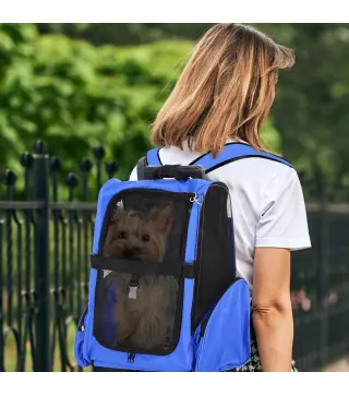 Transportín 2 en 1 para Mascotas Mochila o Carrito de Viaje para Perro y Gato con 2 Ruedas con Asa retráctil de Aluminio y Bolsi