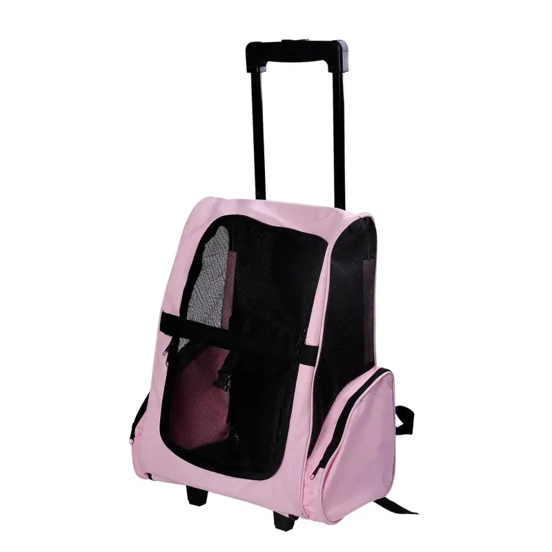Transportín 2 en 1 para Mascotas Mochila o Carrito de Viaje para Perro y Gato con 2 Ruedas con Asa retráctil de Aluminio y Bolsi Transportín 2 en 1 para Mascotas Mochila o Carrito de Viaje para Perro y Gato con 2 Ruedas con Asa retráctil de Aluminio y Bolsi