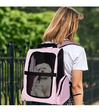 Transportín 2 en 1 para Mascotas Mochila o Carrito de Viaje para Perro y Gato con 2 Ruedas con Asa retráctil de Aluminio y Bolsi