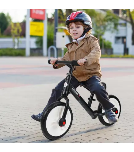 Bicicleta de Equilibrio con Pedales y Ruedas Entrenamiento Extraíbles de Asiento Regulable 33-38cm Niños +24 Meses Carga 25kg Ne