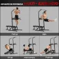 Estación de Musculación Torre de Entrenamiento Altura Ajustable con Barra de Dominadas y Banco Plegable para Fitness en Casa Gim