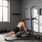 Estación de Musculación Torre de Entrenamiento Altura Ajustable con Barra de Dominadas y Banco Plegable para Fitness en Casa Gim