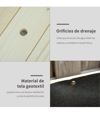 Huerto Urbano Mesa de Cultivo 118x55x83 cm Elevado de Madera con Estante Tela Geotextil Ruedas con Frenos Portátil para Cultivo