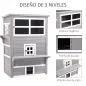 Caseta para Gatos de Madera Exterior Casa Grande para Gatos de 3 Pisos con Múltiples Entradas Ventanas y 2 Plataformas para Terr