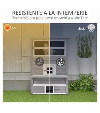 Caseta para Gatos de Madera Exterior Casa Grande para Gatos de 3 Pisos con Múltiples Entradas Ventanas y 2 Plataformas para Terr