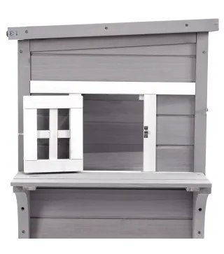 Caseta para Gatos de Madera Exterior Casa Grande para Gatos de 3 Pisos con Múltiples Entradas Ventanas y 2 Plataformas para Terr