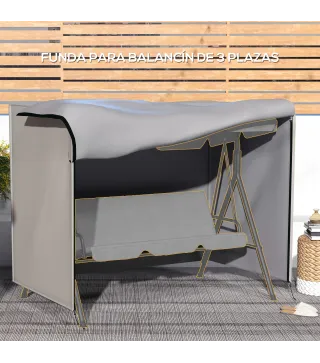 Funda para Balancín de Jardín con Cremallera Cubierta para Muebles de Exterior 205x124x164 cm Gris Claro