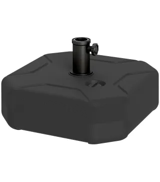 Base para Sombrilla Cuadrada Soporte de Parasol de Postes Ø38 mm Ø48 mm Rellenable de Arena 25 kg o Agua 20 kg Negro