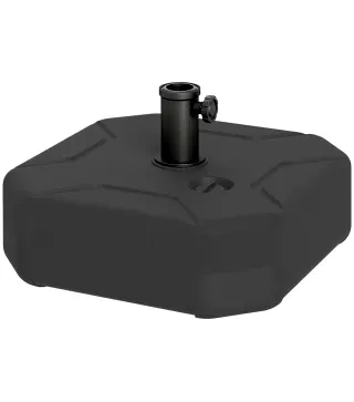 Base para Sombrilla Cuadrada Soporte de Parasol de Postes Ø38 mm Ø48 mm Rellenable de Arena 25 kg o Agua 20 kg Negro