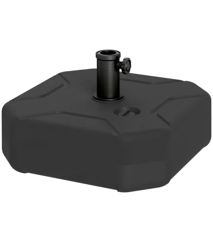 Base para Sombrilla Cuadrada Soporte de Parasol de Postes Ø38 mm Ø48 mm Rellenable de Arena 25 kg o Agua 20 kg Negro