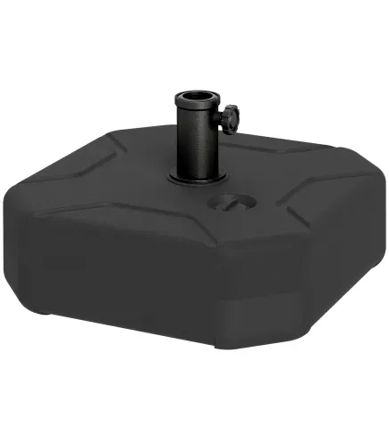 Base para Sombrilla Cuadrada Soporte de Parasol de Postes Ø38 mm Ø48 mm Rellenable de Arena 25 kg o Agua 20 kg Negro