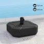 Base para Sombrilla Cuadrada Soporte de Parasol de Postes Ø38 mm Ø48 mm Rellenable de Arena 25 kg o Agua 20 kg Negro