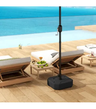 Base para Sombrilla Cuadrada Soporte de Parasol de Postes Ø38 mm Ø48 mm Rellenable de Arena 25 kg o Agua 20 kg Negro