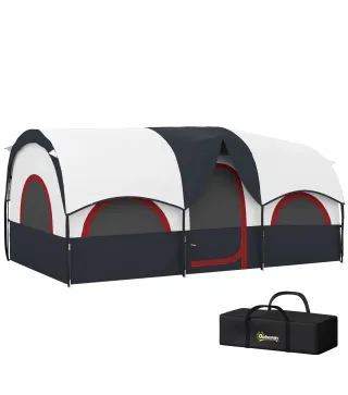 Tienda de Campaña Familiar para 4-6 Personas Impermeable con Dormitorios Independientes 435x251x195 cm Gris y Blanco