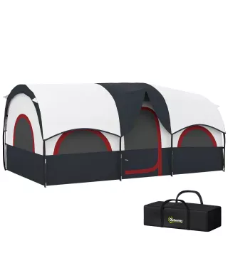 Tienda de Campaña Familiar para 4-6 Personas Impermeable con Dormitorios Independientes 435x251x195 cm Gris y Blanco