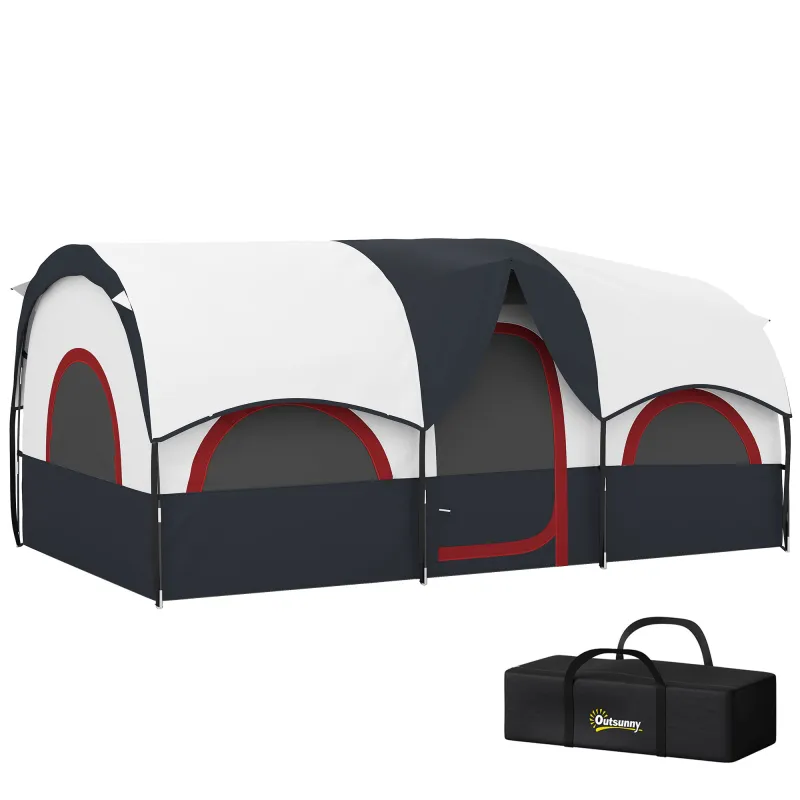 Tienda de Campaña Familiar para 4 Personas Impermeable con Dormitorios Independientes 435x251x195 cm Gris y Blanco Tienda de Campaña Familiar para 4 Personas Impermeable con Dormitorios Independientes 435x251x195 cm Gris y Blanco