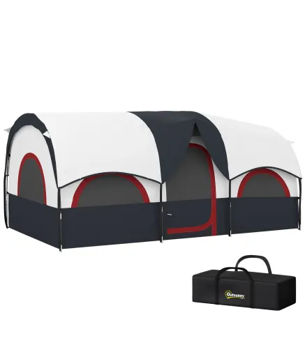 Tienda de Campaña Familiar para 4-6 Personas Impermeable con Dormitorios Independientes 435x251x195 cm Gris y Blanco