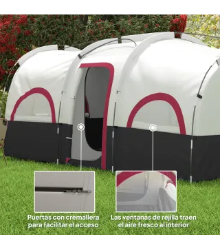 Tienda de Campaña Familiar para 4-6 Personas Impermeable con Dormitorios Independientes 435x251x195 cm Gris y Blanco