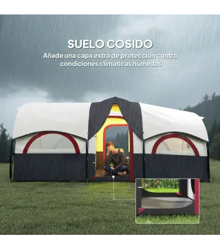 Tienda de Campaña Familiar para 4-6 Personas Impermeable con Dormitorios Independientes 435x251x195 cm Gris y Blanco