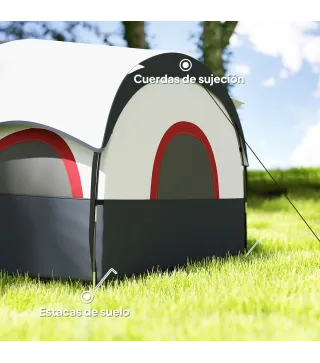 Tienda de Campaña Familiar para 4-6 Personas Impermeable con Dormitorios Independientes 435x251x195 cm Gris y Blanco