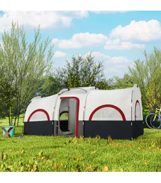 Tienda de Campaña Familiar para 4-6 Personas Impermeable con Dormitorios Independientes 435x251x195 cm Gris y Blanco