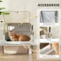 Arenero para Gatos de Acero Inoxidable XXL con Tapa Abatible Laterales Altos Entrada Superior Pala Gris