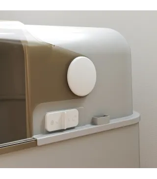 Arenero para Gatos de Acero Inoxidable XXL con Tapa Abatible Laterales Altos Entrada Superior Pala Gris