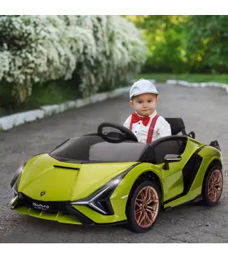 Coche Eléctrico para Niños de +3 Años Lamborghini SIAN Coche de Batería 12V con Mando a Distancia Apertura de Puerta Música MP3