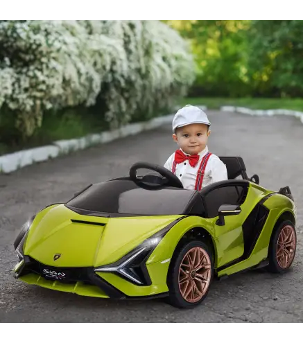 Coche Eléctrico para Niños de +3 Años Lamborghini SIAN Coche de Batería 12V con Mando a Distancia Apertura de Puerta Música MP3
